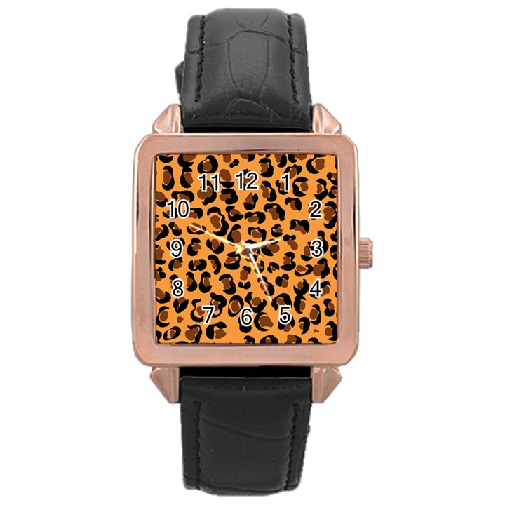 Leopard Print peach colors Rose Gold Leather Watch 