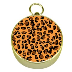 Leopard Print Peach Colors Gold Compass by ConteMonfreyShop