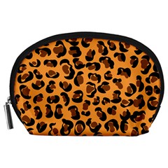 Leopard Print Peach Colors Accessory Pouch (large) by ConteMonfreyShop