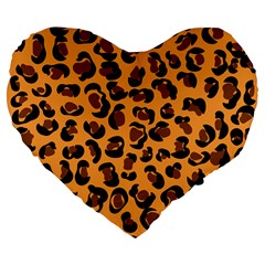 Leopard Print Peach Colors Large 19  Premium Flano Heart Shape Cushion by ConteMonfreyShop