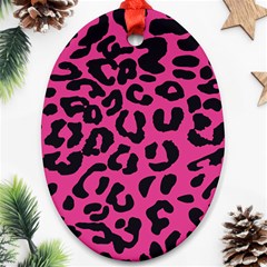 Leopard Print Jaguar Dots Pink Ornament (oval)