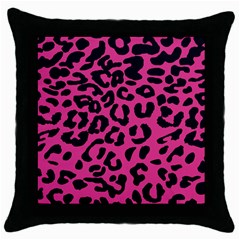 Leopard Print Jaguar Dots Pink Throw Pillow Case (black) by ConteMonfreyShop