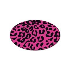 Leopard Print Jaguar Dots Pink Sticker (oval) by ConteMonfreyShop