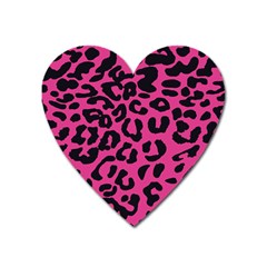 Leopard Print Jaguar Dots Pink Magnet (heart) by ConteMonfreyShop