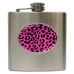 Leopard Print Jaguar Dots Pink Hip Flask (6 Oz) by ConteMonfreyShop