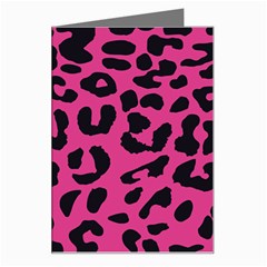 Leopard Print Jaguar Dots Pink Greeting Card by ConteMonfreyShop