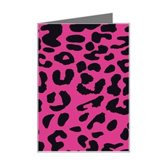 Leopard Print Jaguar Dots Pink Mini Greeting Card by ConteMonfreyShop