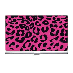 Leopard Print Jaguar Dots Pink Business Card Holder by ConteMonfreyShop