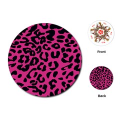 Leopard Print Jaguar Dots Pink Playing Cards Single Design (round) by ConteMonfreyShop