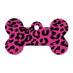 Leopard Print Jaguar Dots Pink Dog Tag Bone (Two Sides) Front