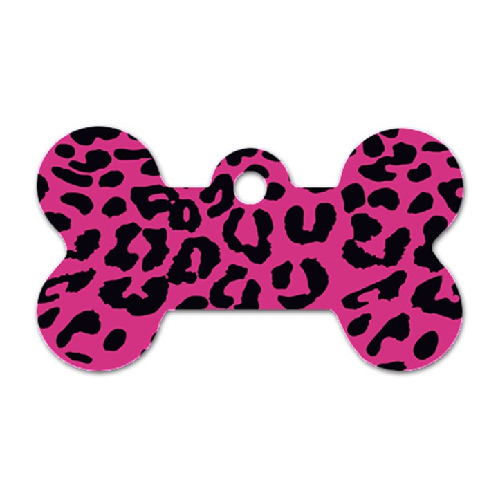 Leopard Print Jaguar Dots Pink Dog Tag Bone (Two Sides)