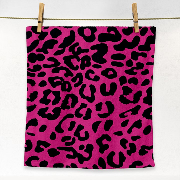 Leopard Print Jaguar Dots Pink Face Towel