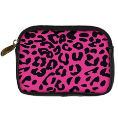 Leopard Print Jaguar Dots Pink Digital Camera Leather Case by ConteMonfreyShop