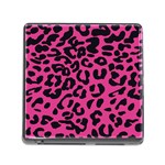 Leopard Print Jaguar Dots Pink Memory Card Reader (Square 5 Slot) Front