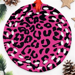 Leopard Print Jaguar Dots Pink Ornament (round Filigree) by ConteMonfreyShop