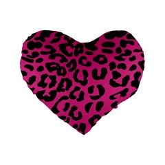 Leopard Print Jaguar Dots Pink Standard 16  Premium Heart Shape Cushion  by ConteMonfreyShop