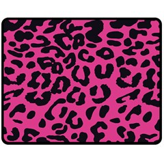 Leopard Print Jaguar Dots Pink Double Sided Fleece Blanket (medium) by ConteMonfreyShop