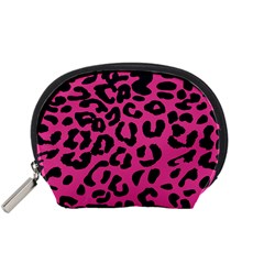 Leopard Print Jaguar Dots Pink Accessory Pouch (small) by ConteMonfreyShop