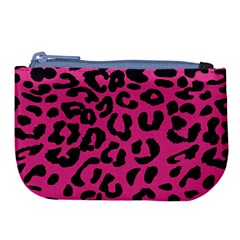 Leopard Print Jaguar Dots Pink Large Coin Purse by ConteMonfreyShop