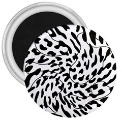 Leopard Print Black And White Draws 3  Magnet by ConteMonfreyShop