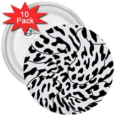 Leopard Print Black And White Draws 3  Button (10 Pack) by ConteMonfreyShop