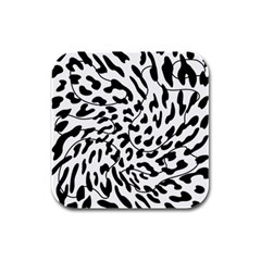 Leopard Print Black And White Draws Rubber Square Coaster (4 Pack) by ConteMonfreyShop