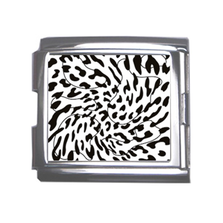 Leopard Print black and white draws Mega Link Italian Charm (18mm)