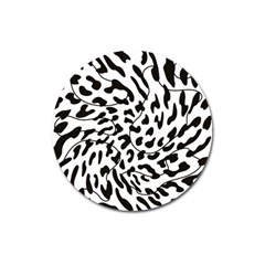 Leopard Print Black And White Draws Magnet 3  (round) by ConteMonfreyShop