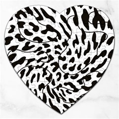 Leopard Print Black And White Draws Jigsaw Puzzle (heart) by ConteMonfreyShop