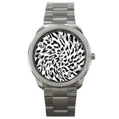 Leopard Print Black And White Draws Sport Metal Watch by ConteMonfreyShop