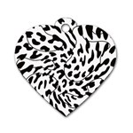 Leopard Print black and white draws Dog Tag Heart (Two Sides) Front