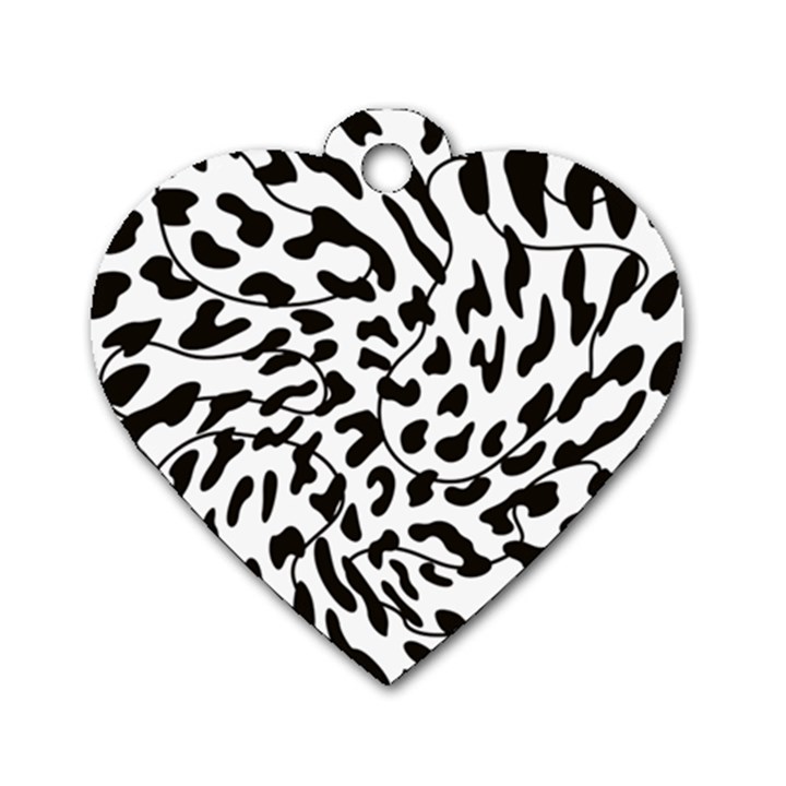 Leopard Print black and white draws Dog Tag Heart (Two Sides)