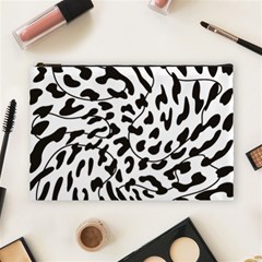 Leopard Print Black And White Draws Cosmetic Bag (large) by ConteMonfreyShop