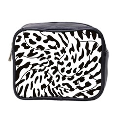 Leopard Print Black And White Draws Mini Toiletries Bag (two Sides) by ConteMonfreyShop