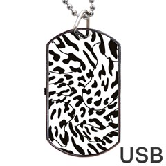 Leopard Print Black And White Draws Dog Tag Usb Flash (two Sides) by ConteMonfreyShop