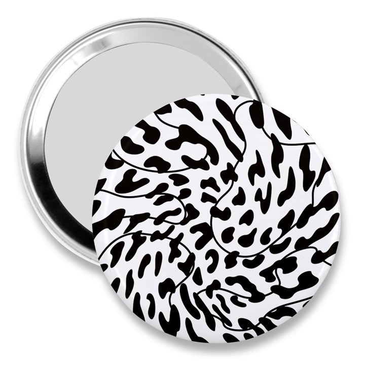 Leopard Print black and white draws 3  Handbag Mirror