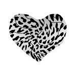 Leopard Print black and white draws Standard 16  Premium Heart Shape Cushion  Front