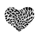 Leopard Print black and white draws Standard 16  Premium Heart Shape Cushion  Back