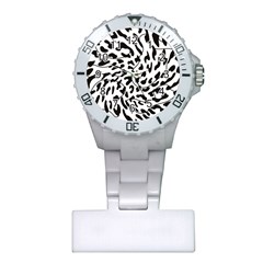 Leopard Print Black And White Draws Plastic Nurses Watch by ConteMonfreyShop