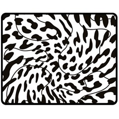 Leopard Print Black And White Draws Double Sided Fleece Blanket (medium) by ConteMonfreyShop