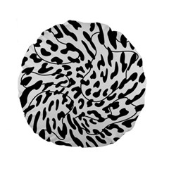 Leopard Print Black And White Draws Standard 15  Premium Flano Round Cushion  by ConteMonfreyShop