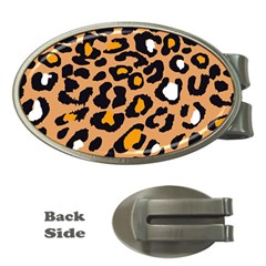 Leopard  Spots Brown White Orange Money Clip (oval) by ConteMonfreyShop