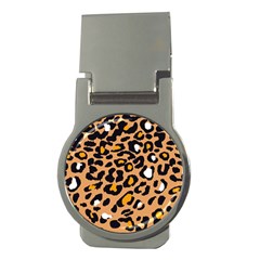 Leopard  Spots Brown White Orange Money Clip (round) by ConteMonfreyShop