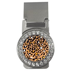 Leopard  Spots Brown White Orange Money Clip (cz) by ConteMonfreyShop