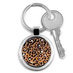 Leopard  Spots Brown White Orange Key Chain (round) by ConteMonfreyShop