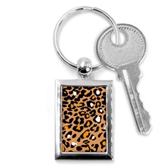 Leopard  Spots Brown White Orange Key Chain (rectangle) by ConteMonfreyShop