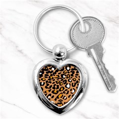 Leopard  Spots Brown White Orange Key Chain (heart) by ConteMonfreyShop