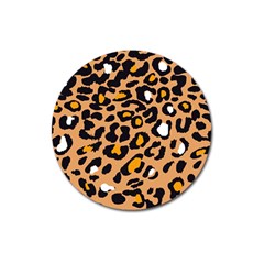 Leopard  Spots Brown White Orange Magnet 3  (round) by ConteMonfreyShop