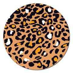 Leopard  Spots Brown White Orange Magnet 5  (round) by ConteMonfreyShop