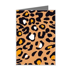 Leopard  Spots Brown White Orange Mini Greeting Card by ConteMonfreyShop